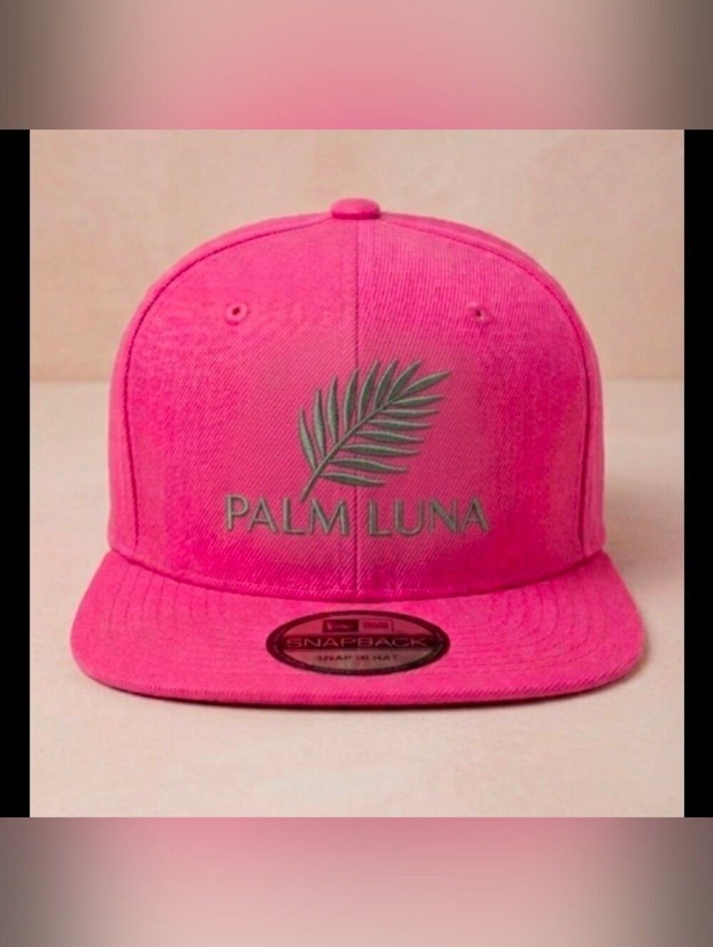 Palm Luna Tropical Embroidered Pink Snapback Hat Beach Vacation NWT